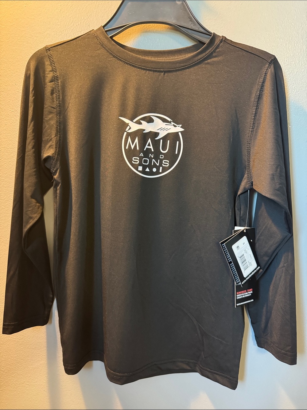 Maui and Sons Black Long-Sleeve Logo Shirt with White Graphic